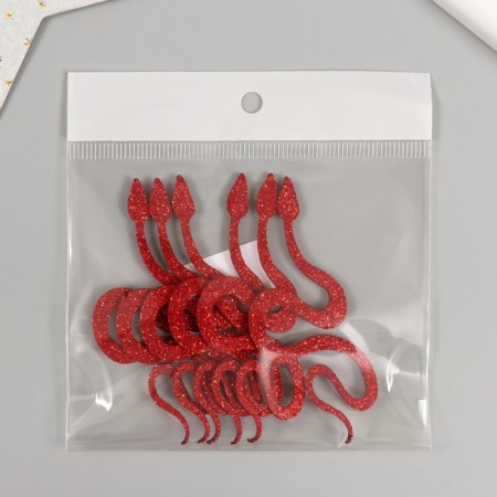 Decor "Red Snake" Foam Glitter, 7 cm (set 6 pcs)-5