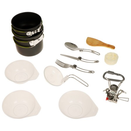 A set of tourist dishes Maclay: 2 pots, devices, burner, 3 bowls, a shovel, carbine-9