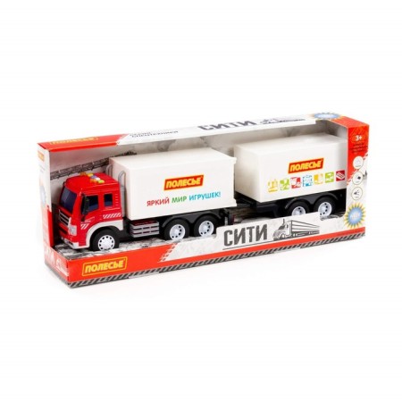 Inertial City car, with a trailer, light, sound, color red-white-1