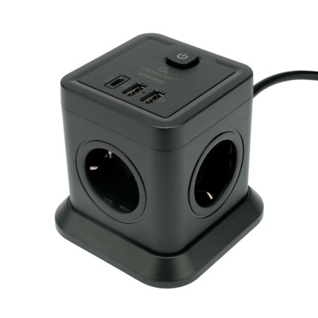 Network filter Cablexpert Twr-4-CU2-B-2, 4P, 10A, 1XTYPE-C PD, 20W, 2xUSB, 2M, Ur.