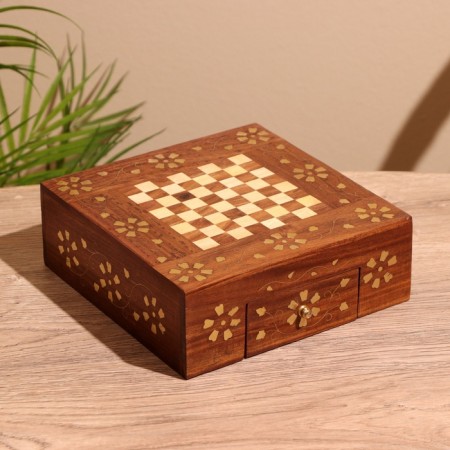 Road chess 20.5x20.5x7 cm, shisham tree-7