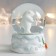 Souvenir Polystone Water Ball "White Bear with a gift" White with silver 7x6.7x8.8 cm