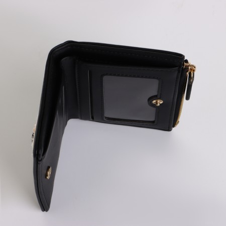 Women's wallet on the button, black color-4