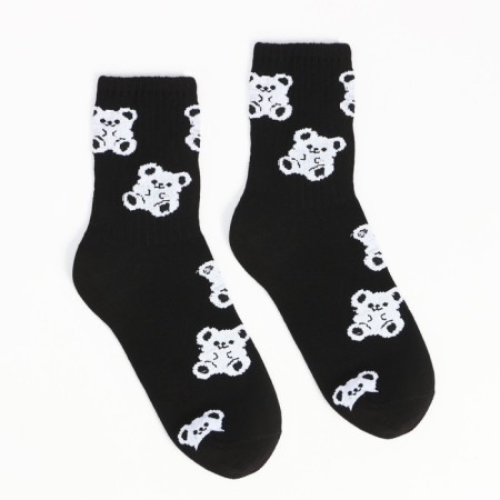 Women's socks "bears", black color, size 23-25-1