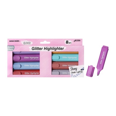 Set of markers of textbooks 8 pieces 8 colors, sparkles, metallic