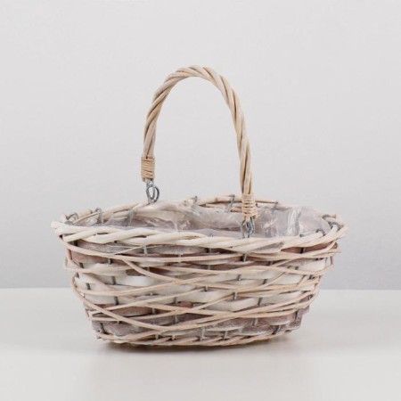 Kashpo "Flowers", with a pen, beige, 24x15x9/15 cm