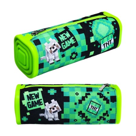 Penal soft, 1 compartment, quadro, 70 x 200 mm, Hatber "Pixel" silicone+textiles, green npn_72259