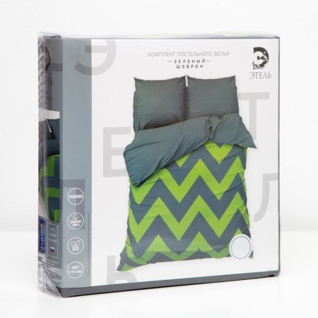 Bed linen Ethel Duet "Green Chevron" 143x215- 2 pcs, 240*220, 70x70-2 pcs-6