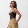 Women's leather corset, mist, p. M, brown