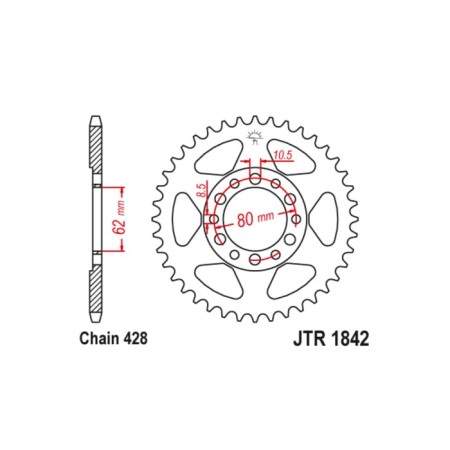 General star JT SPROCKETS JTR1842-45, chain 428, 45 teeth