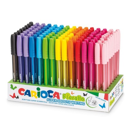 Ballpoint handle "Carioca" "Fiorella", 1.0 mm node, super soft letter, neon case, mix