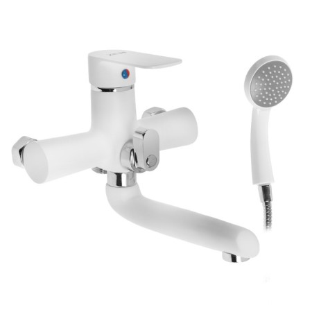 Bath mixer Zein Z2746, pour 15 cm, 35 mm cartridge, with shower, white