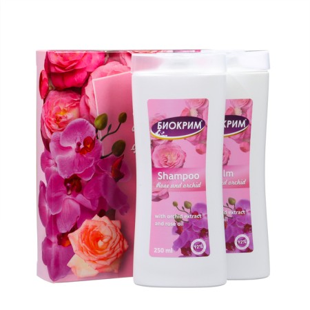 Gift set of women "Rose and Orchid": shampoo, 250 ml + balm, 250 ml