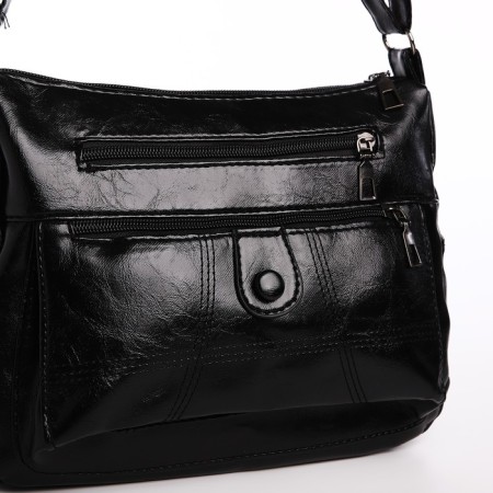 Female bag on one shoulder, on a zipper, black color-3
