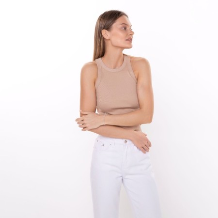 T -shirt female, beige color, size 50-1