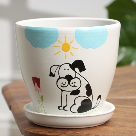 Flower Pot "Best Friend" White, 2.4 liters