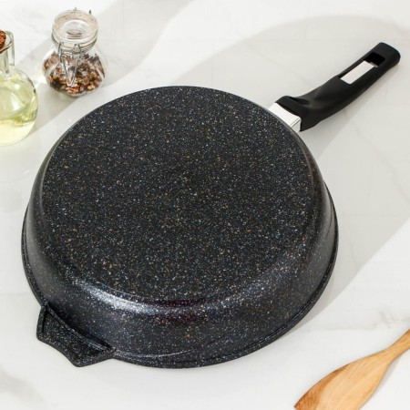 Frying pan “Granite Star”, D = 28 cm, plastic handle, glass cover, anti -stick coating, black color-2