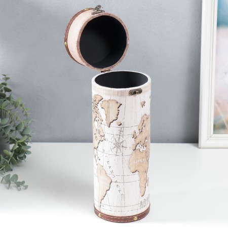 Casket wood, leatherette for the bottle "Map of the World" 35x11x11 cm-5