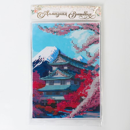 Diamond mosaic with partial filling on the canvas "Sakura", 15 x 21 cm-4