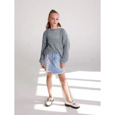 Свитер для девочки Amarobaby Knit Trend, рост 128 см, цвет серый-12