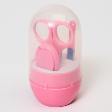 Manicure child: scissors, tongs, saws, tweezers, pink color-2
