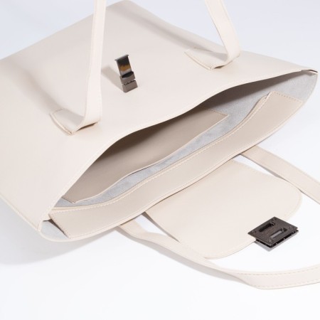 Bag Female Tout with zipper, milk color-4
