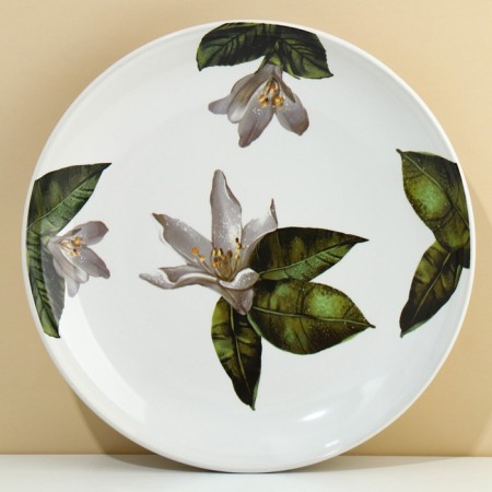 Ceramic plate Lemon Flowers, 22.5 cm, white color-1
