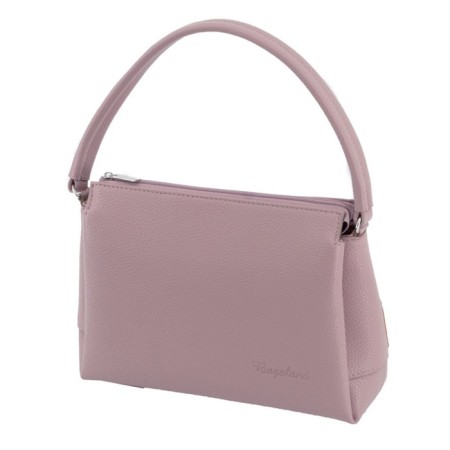Bag women, genuine leather, pink 25x9x18 cm