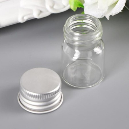 Decor for creativity Glass "Jars with a lid" silver, 5.5 ml, 3x2.2x2.2 cm-2