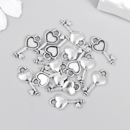 Decor for creativity Metal "Key from the heart" silver 1.6x0.7 cm-2