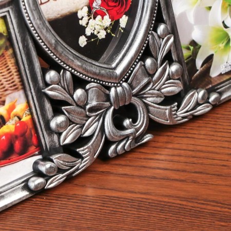 Photo frame Plastic in 3 photos 9x13, 10x10 cm "Balt and berries" Dark silver 19x33 cm-2