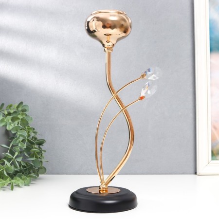 Summary metal, glass for 1 candle "Paola" D-5 cm, gold 11.5x11.5x32.5 cm-1