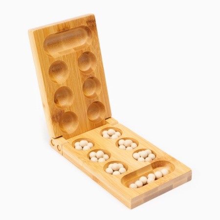 Board game for the logic "Kalah. Mankala", 48 pebbles, 16 × 9.5 cm-3
