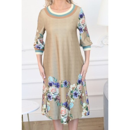 Women's dress, size 46, beige color-2