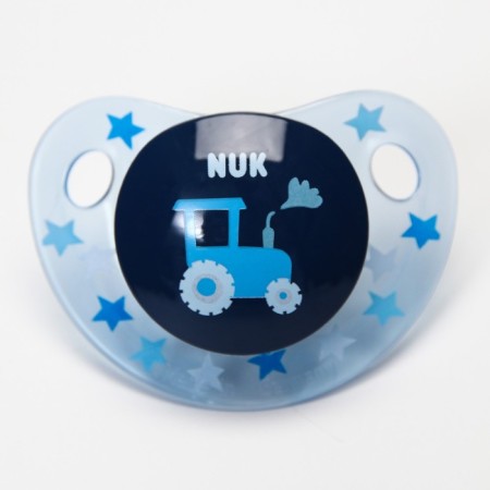 Orthodontic dummy nipple, silicone, from 6 months., Adore, in the Tractor container