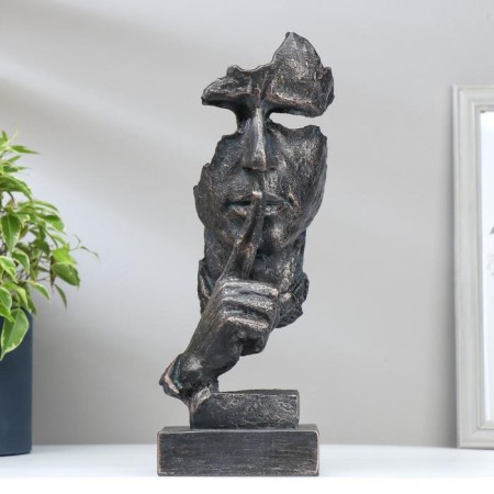 Souvenir Polystone "Male Face - Silence" Blaged Copper 34x12x11 cm