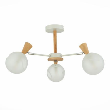 Ceiling EVOLUCE lamp. Sle220702-03. Catania. 3x40 watts, E14, 55x55x35 cm, white color, light wood-5