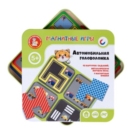 Magnetic game in a tin box "Automobile puzzle"