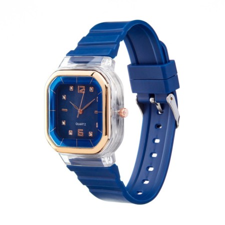 Women's watch, 4.1 x 4.1 cm, silicone strap, blue-2
