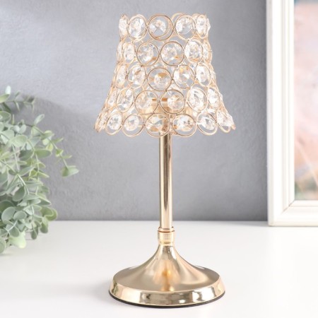 Climber Metal, glass per 1 candle "Lamp" D-5.5 cm gold with lenses 11x11x27 cm-1
