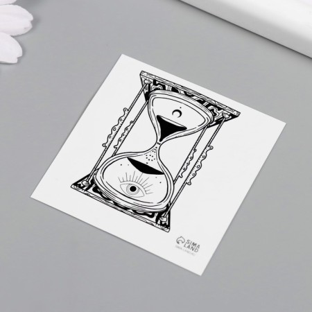 Tattoo on the body Black "Esoteric. Sanding clock" 6x6 cm-4