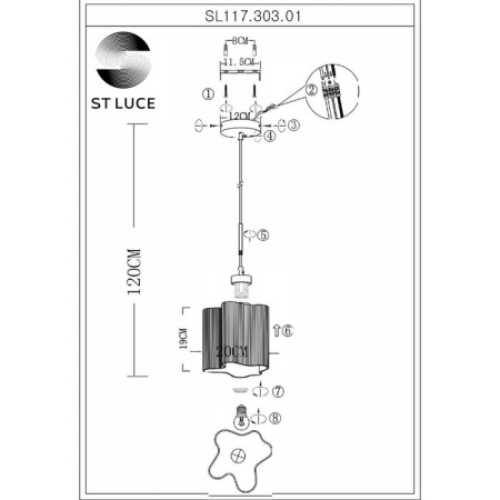 STL LUCE Sus. SL117.303.01. ONDE. 1x60 W, E27, 19x19 cm, bronze color-3