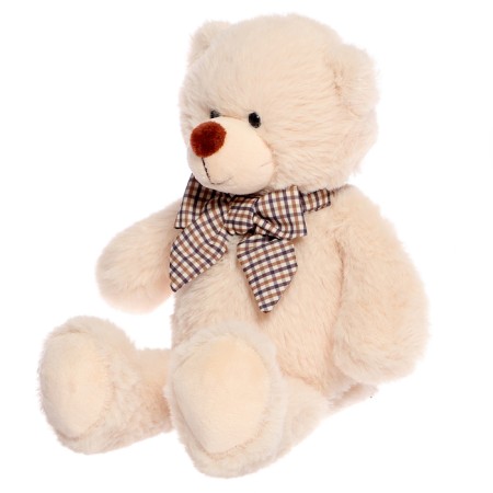Soft toy "Bear Ernie with a bow", white color, 20 cm-1