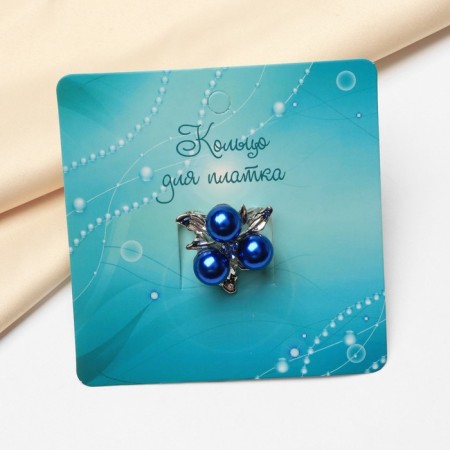 Ring for the scarf "ink", the color is blue in silver-1