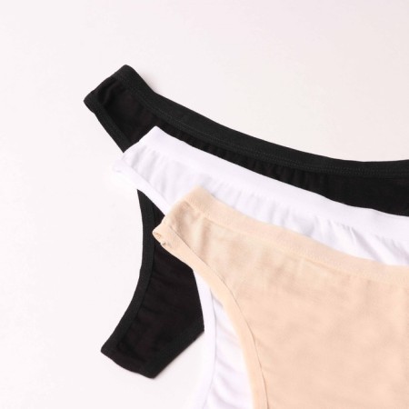 Set of women's panties Thong (3 pcs.), Black/beige color, size 44 (m)-4