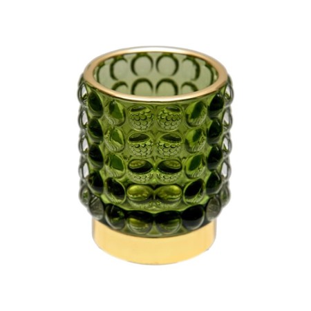 Decorative candlelight made of colored glass, 70 × 70 × 80 mm, green color-1