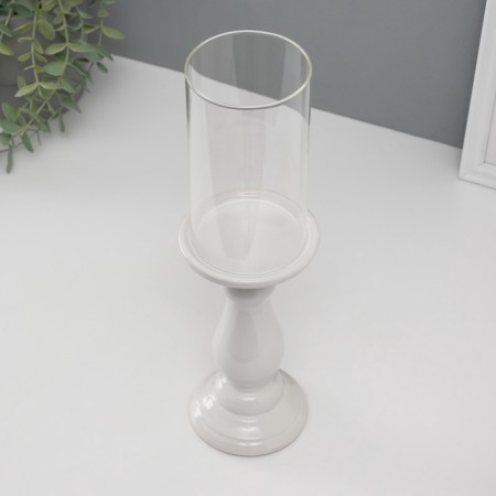 Ceramics candlestick, glass for 1 candle "Master" d = 8 cm white 9.5x9.5x32 cm-2
