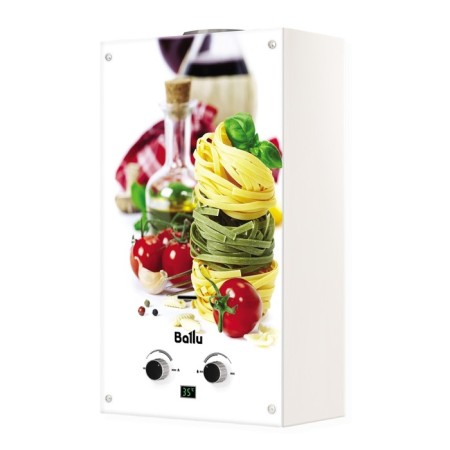 Gas column Ballu Gwh 10 Fiery Glass Pasta, 20 kW, wall, white