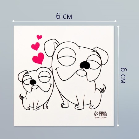 Tattoo on the body black "pugs" 6x6 cm-1