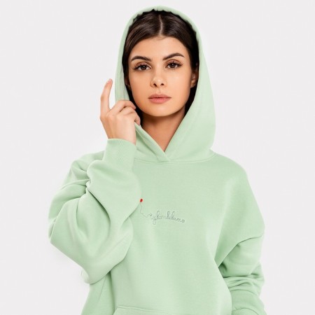 Women's sweatshirt was laid down, the color of the light green, size 44 (s)-1